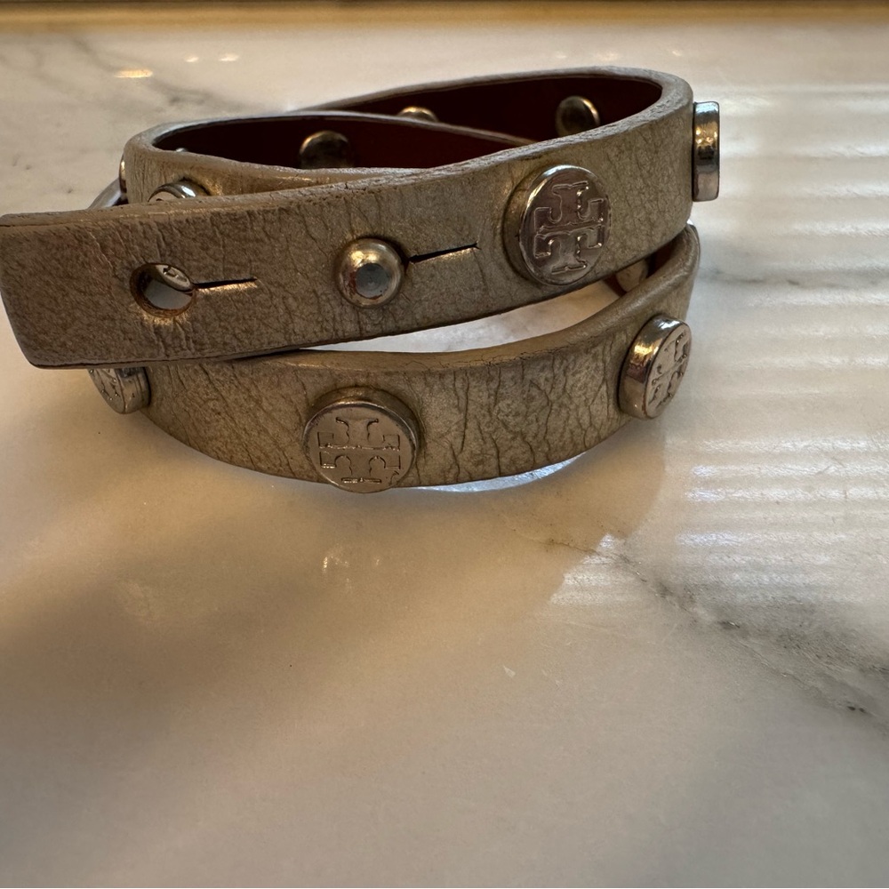 Tory Burch silver/grey Leather Jewelry Wrap